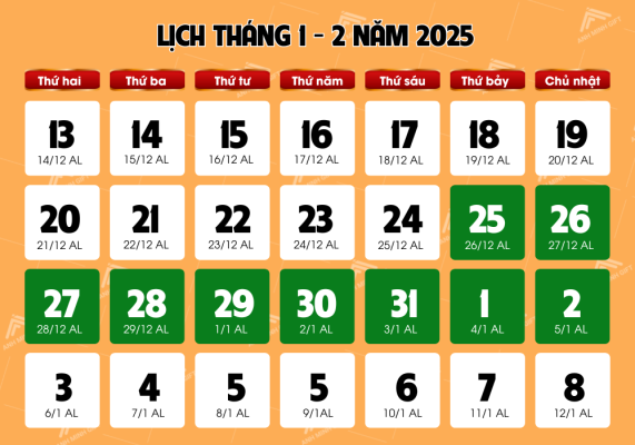 lịch nghỉ tết năm 2025