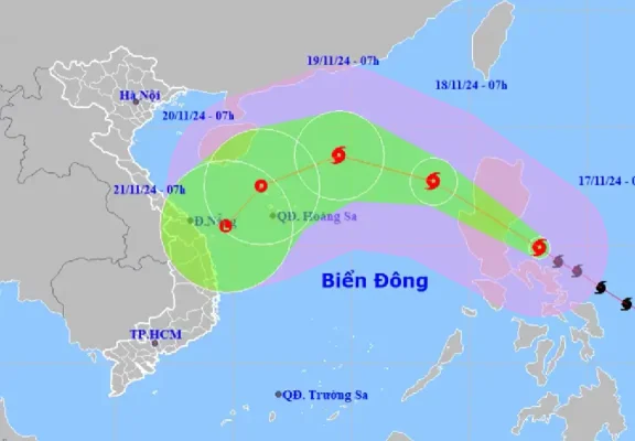 Dự báo hướng đi của bão Manyi ngày 17/1