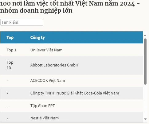 100 nơi làm việc tốt nhất Việt Nam 2024