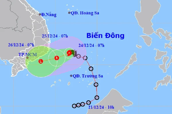 Đường đi của bão số 10, sau suy yếu thành áp thấp nhiệt đới